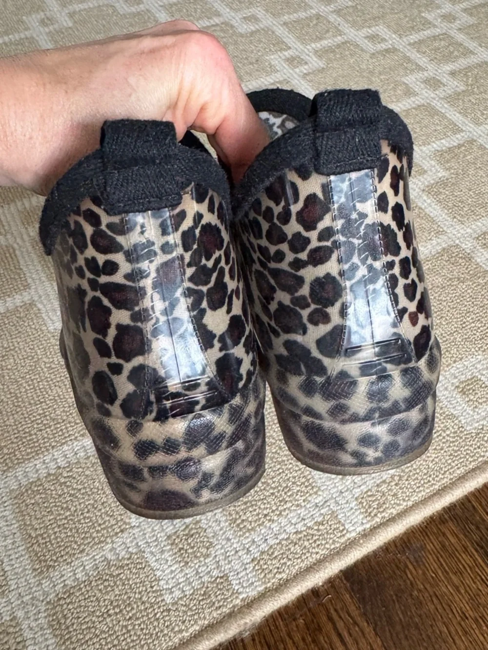 Capelli Leopard Print Rain Boots Ankle Waterproof Rubber Size 7